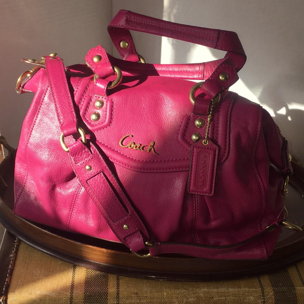 Coach Fuchsia Leather Shoulder Bag